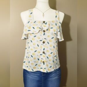 Lemon Printed Top, Medium, WallFlower